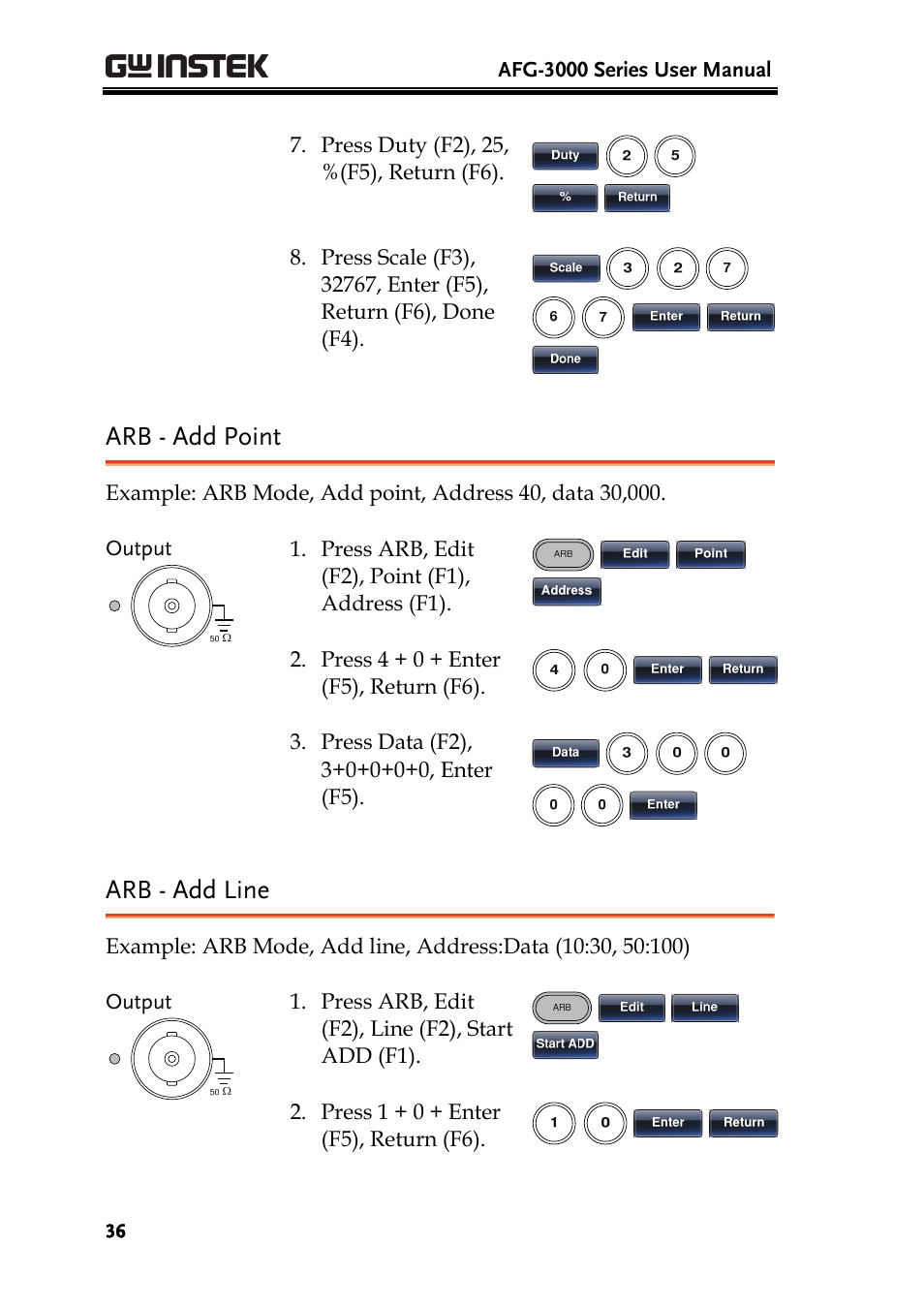 Arb - add point, Arb - add line | GW Instek AFG-3000 Series User Manual | Page 36 / 304