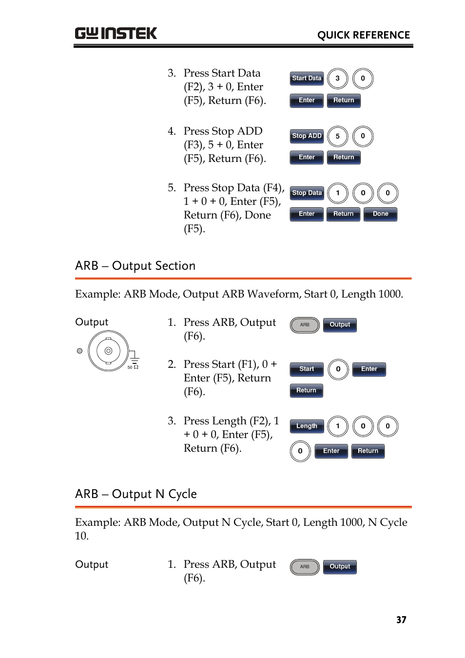 Arb – output n cycle | GW Instek AFG-3000 Series User Manual | Page 37 / 304