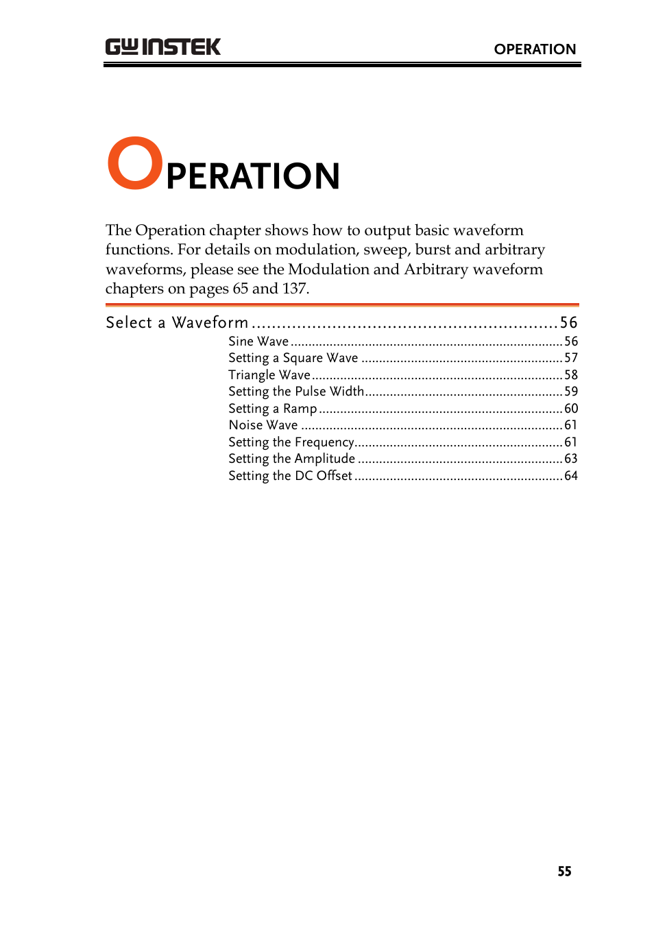 Peration | GW Instek AFG-3000 Series User Manual | Page 55 / 304