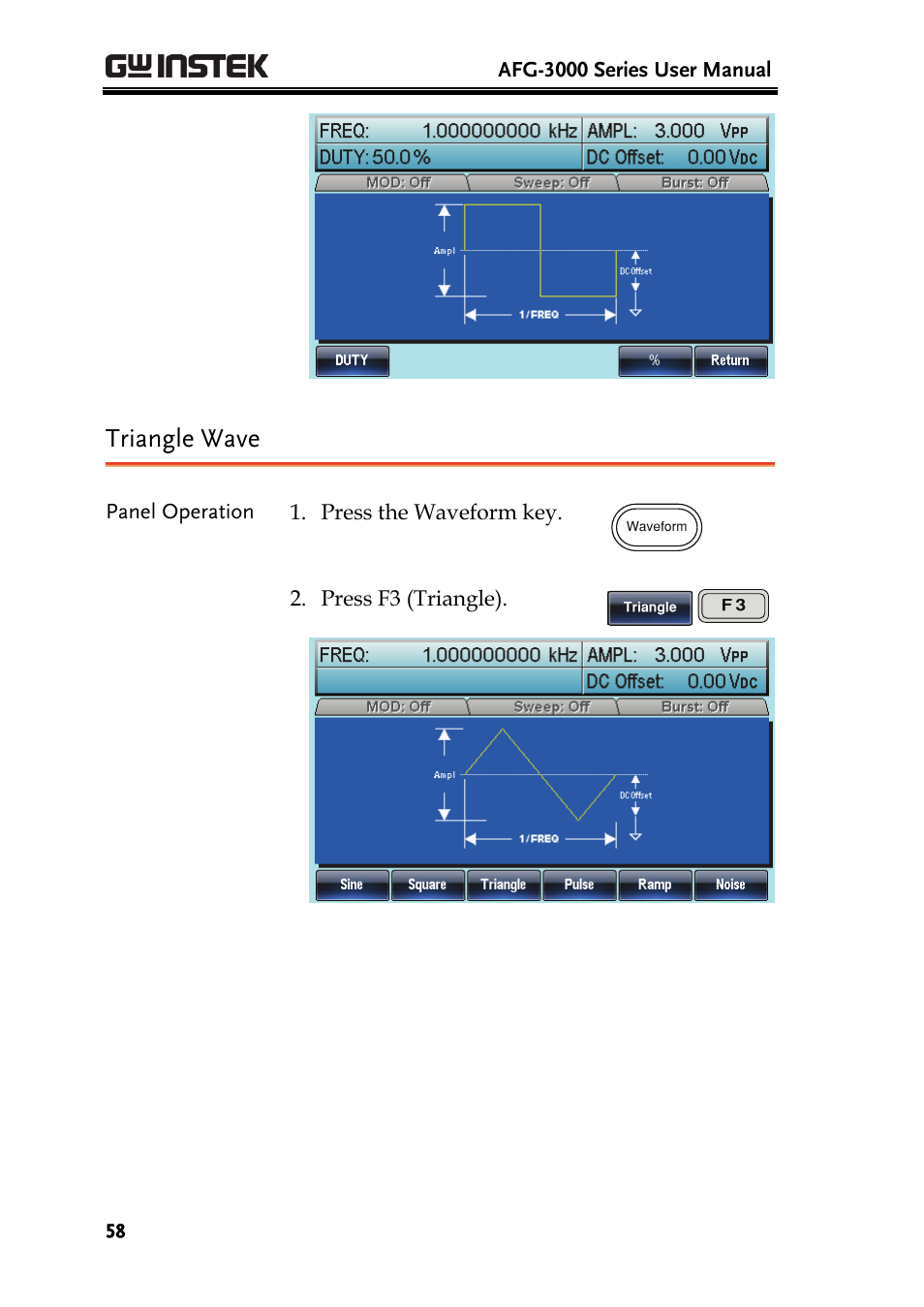 Triangle wave | GW Instek AFG-3000 Series User Manual | Page 58 / 304