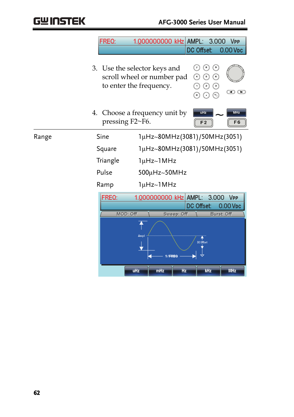 GW Instek AFG-3000 Series User Manual | Page 62 / 304