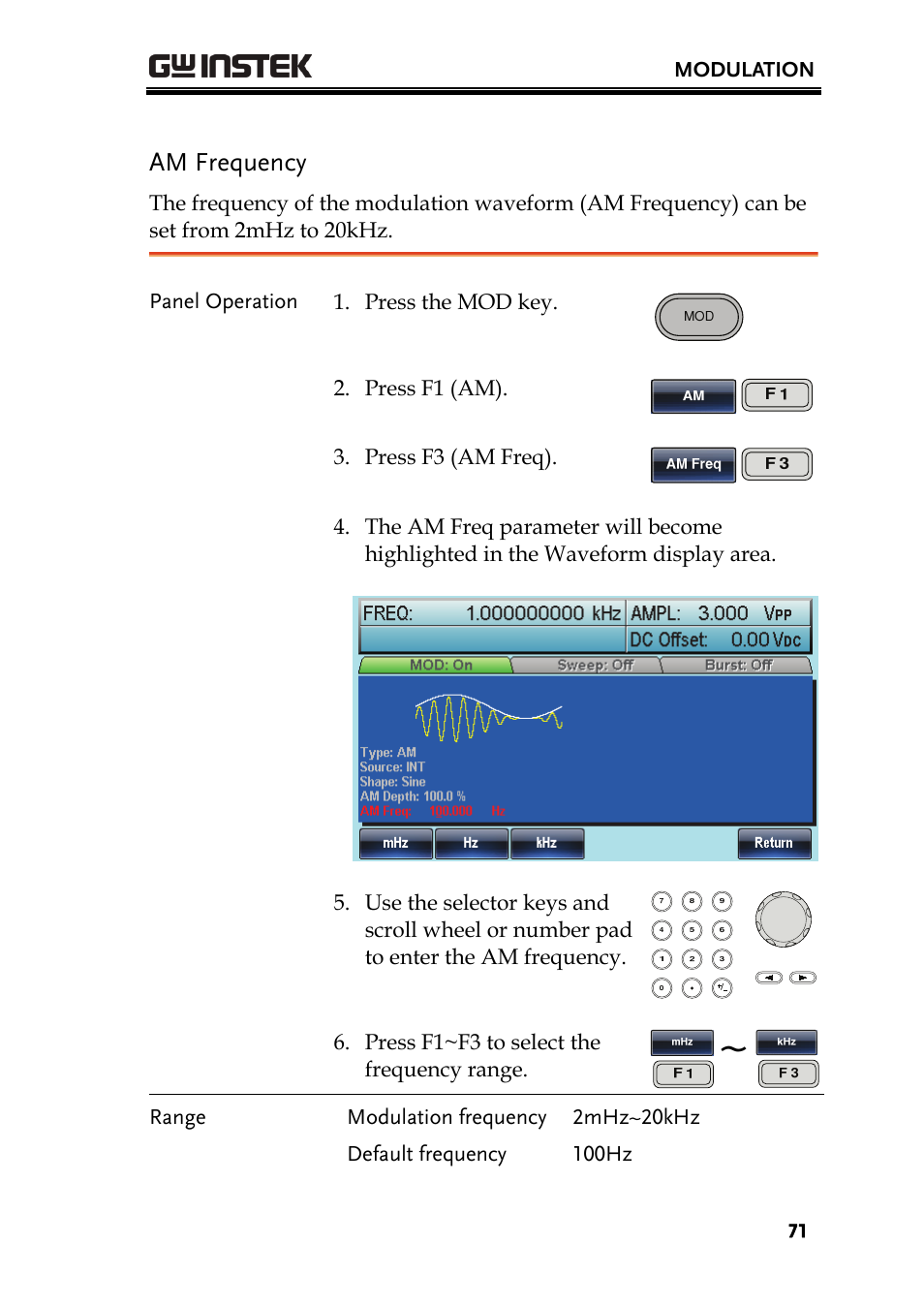 Am frequency | GW Instek AFG-3000 Series User Manual | Page 71 / 304