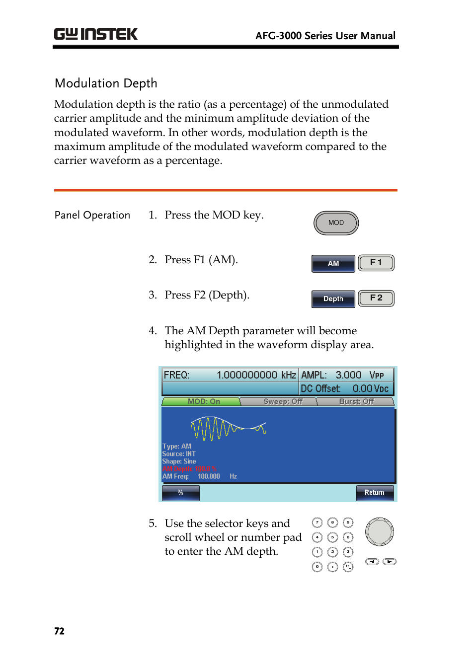 Modulation depth | GW Instek AFG-3000 Series User Manual | Page 72 / 304