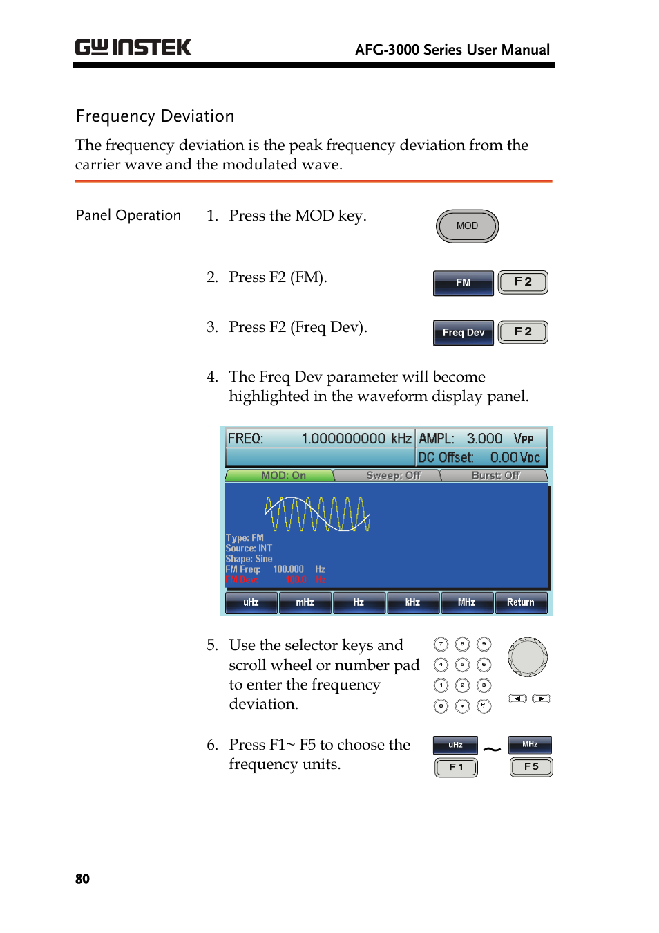 Frequency deviation | GW Instek AFG-3000 Series User Manual | Page 80 / 304