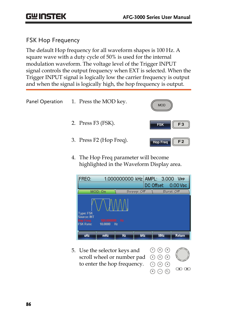 Fsk hop frequency | GW Instek AFG-3000 Series User Manual | Page 86 / 304