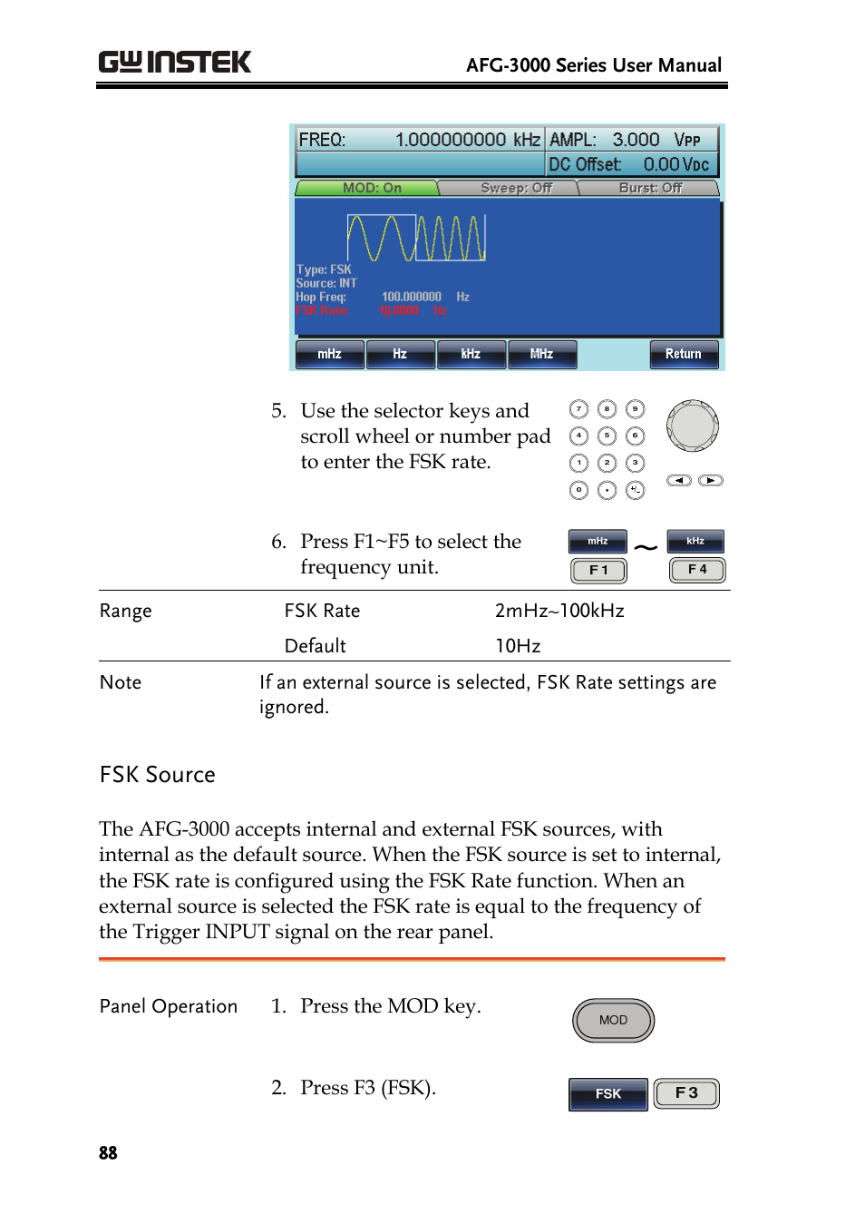 Fsk source | GW Instek AFG-3000 Series User Manual | Page 88 / 304