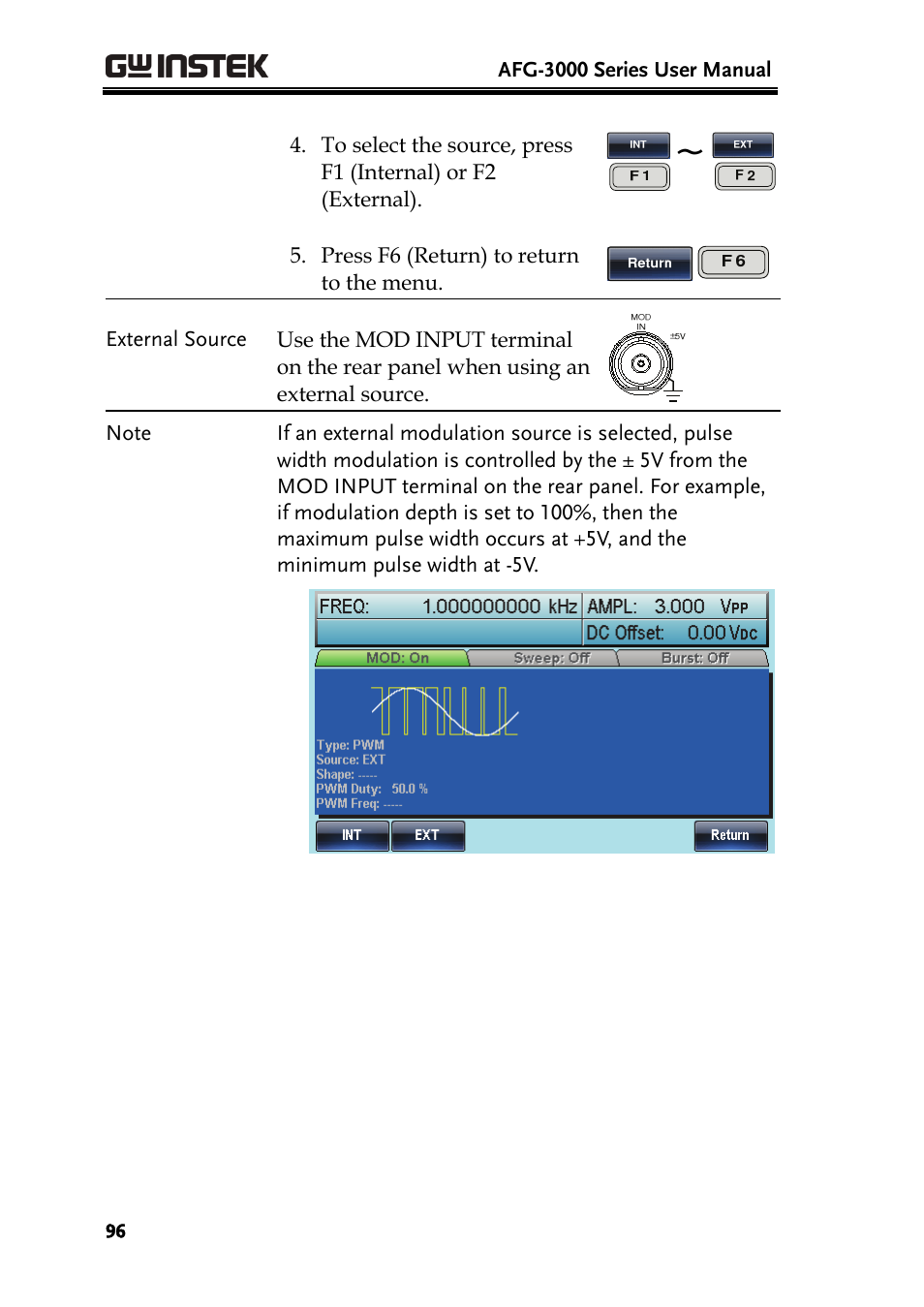 GW Instek AFG-3000 Series User Manual | Page 96 / 304