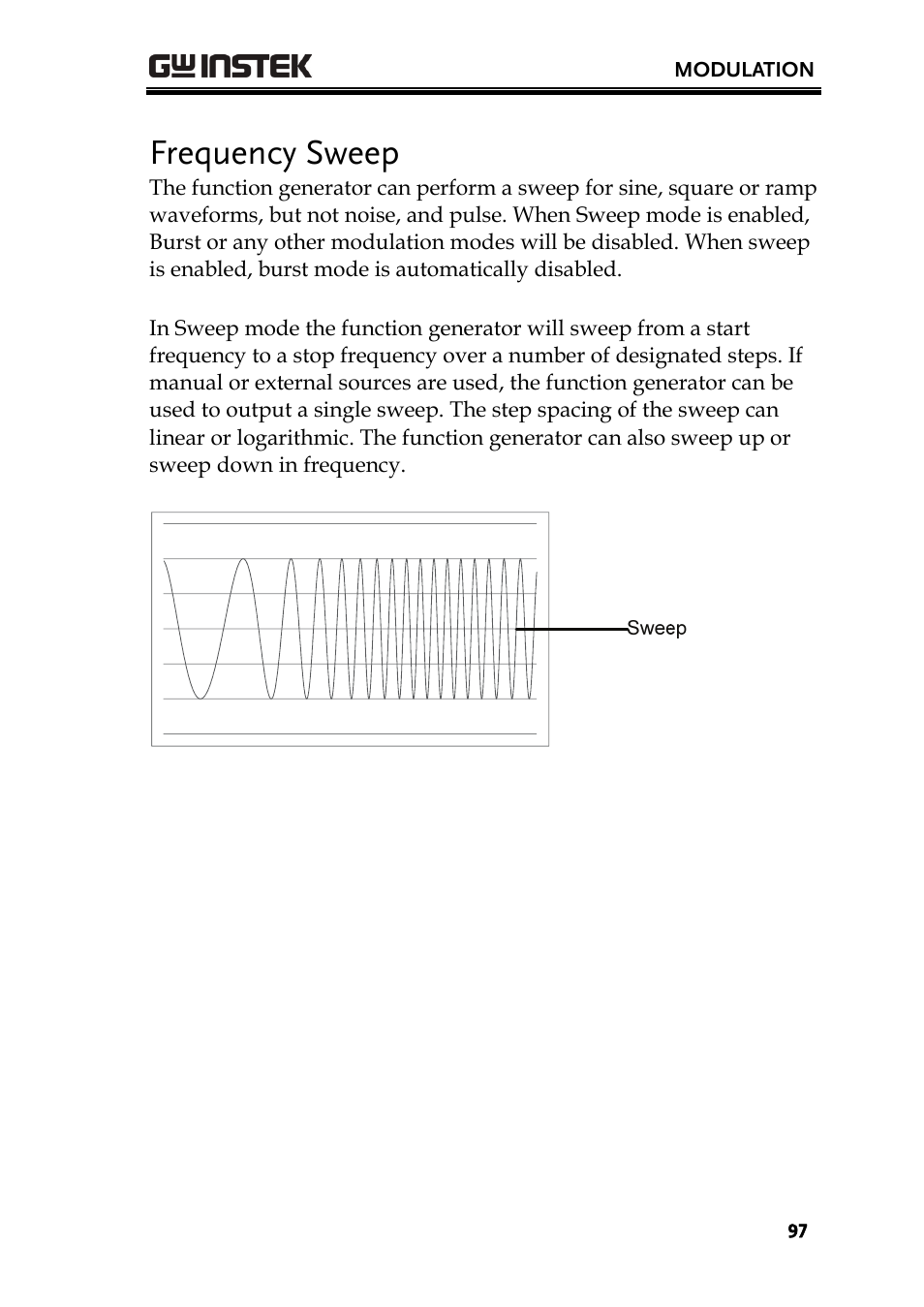 Frequency sweep | GW Instek AFG-3000 Series User Manual | Page 97 / 304
