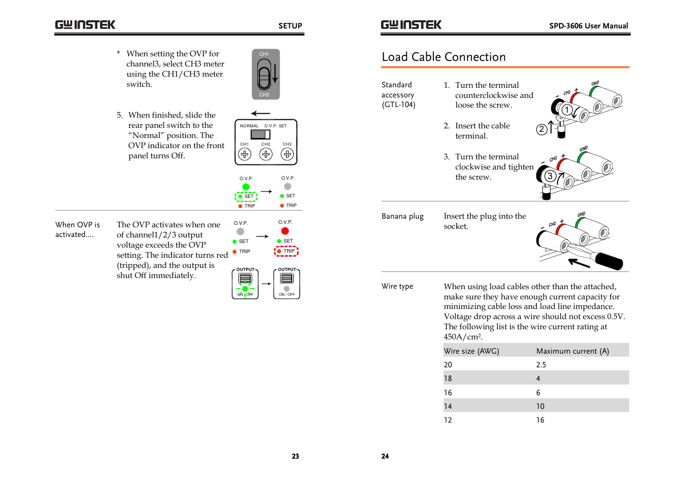Load cable connection | GW Instek SPD-3606 User Manual | Page 12 / 32