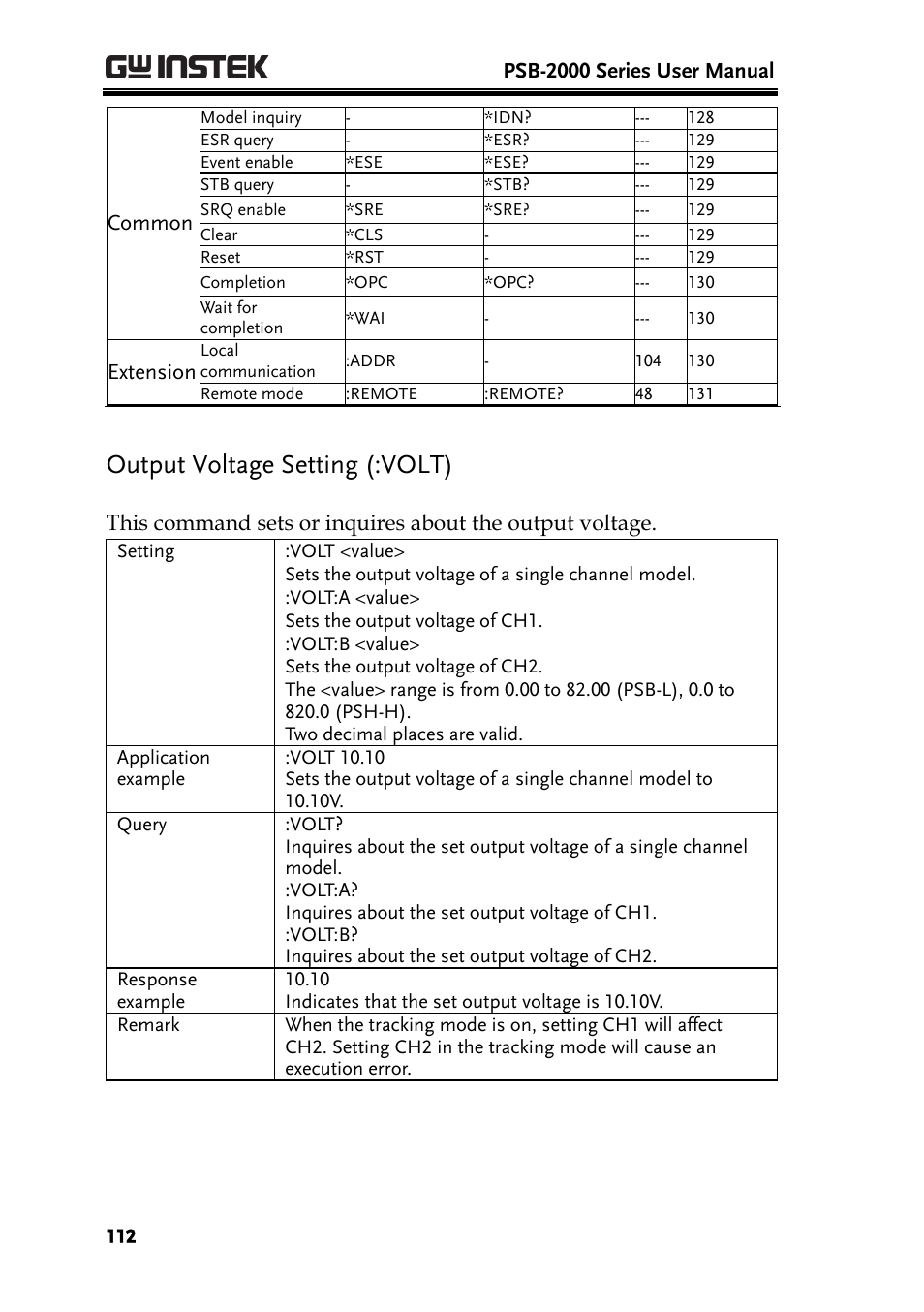 Output voltage setting (:volt) | GW Instek PSB-2000 Series User Manual User Manual | Page 112 / 160