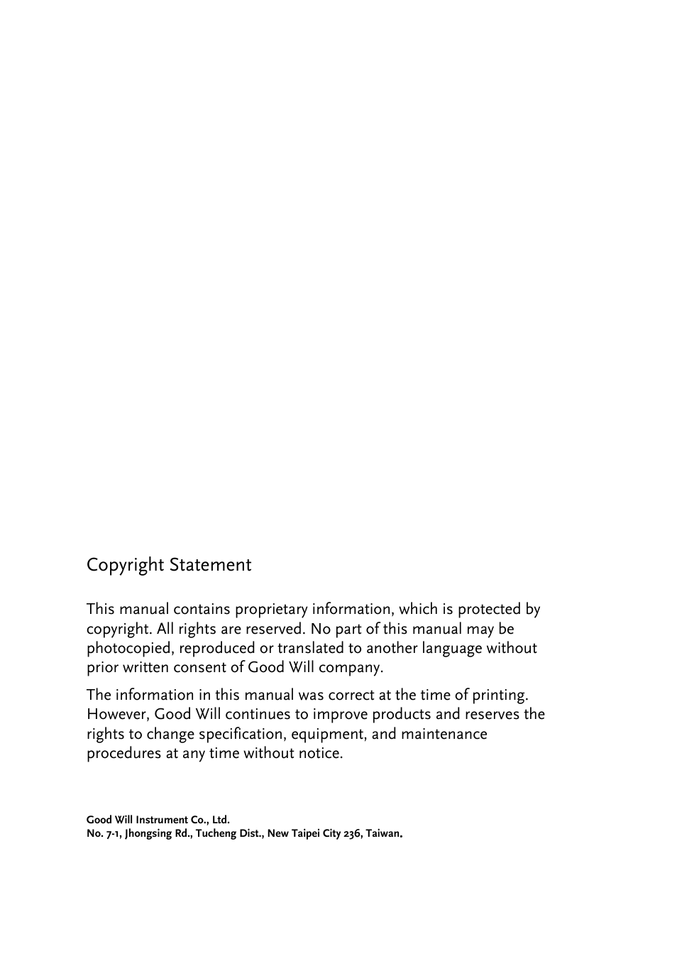 Copyright statement | GW Instek PSB-2000 Series User Manual User Manual | Page 2 / 160