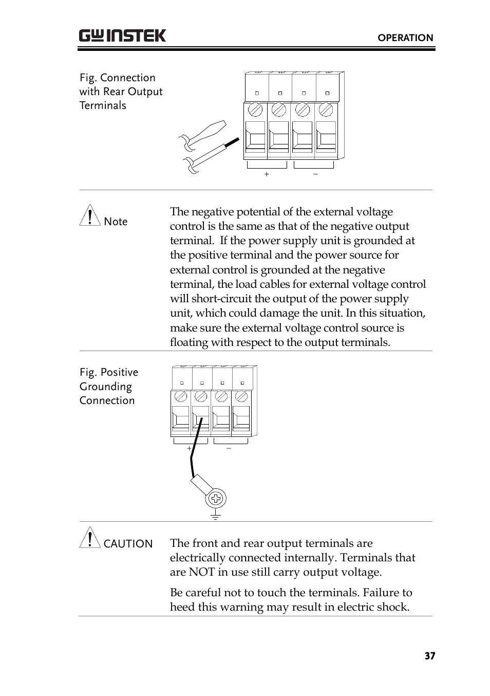 Fig. connection with rear output terminals | GW Instek PSB-2000 Series User Manual User Manual | Page 37 / 160