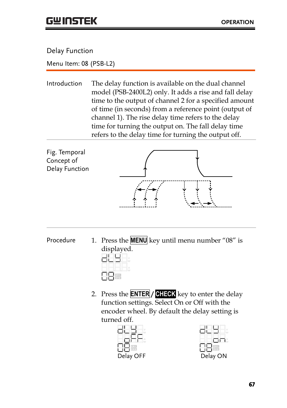 Delay function | GW Instek PSB-2000 Series User Manual User Manual | Page 67 / 160