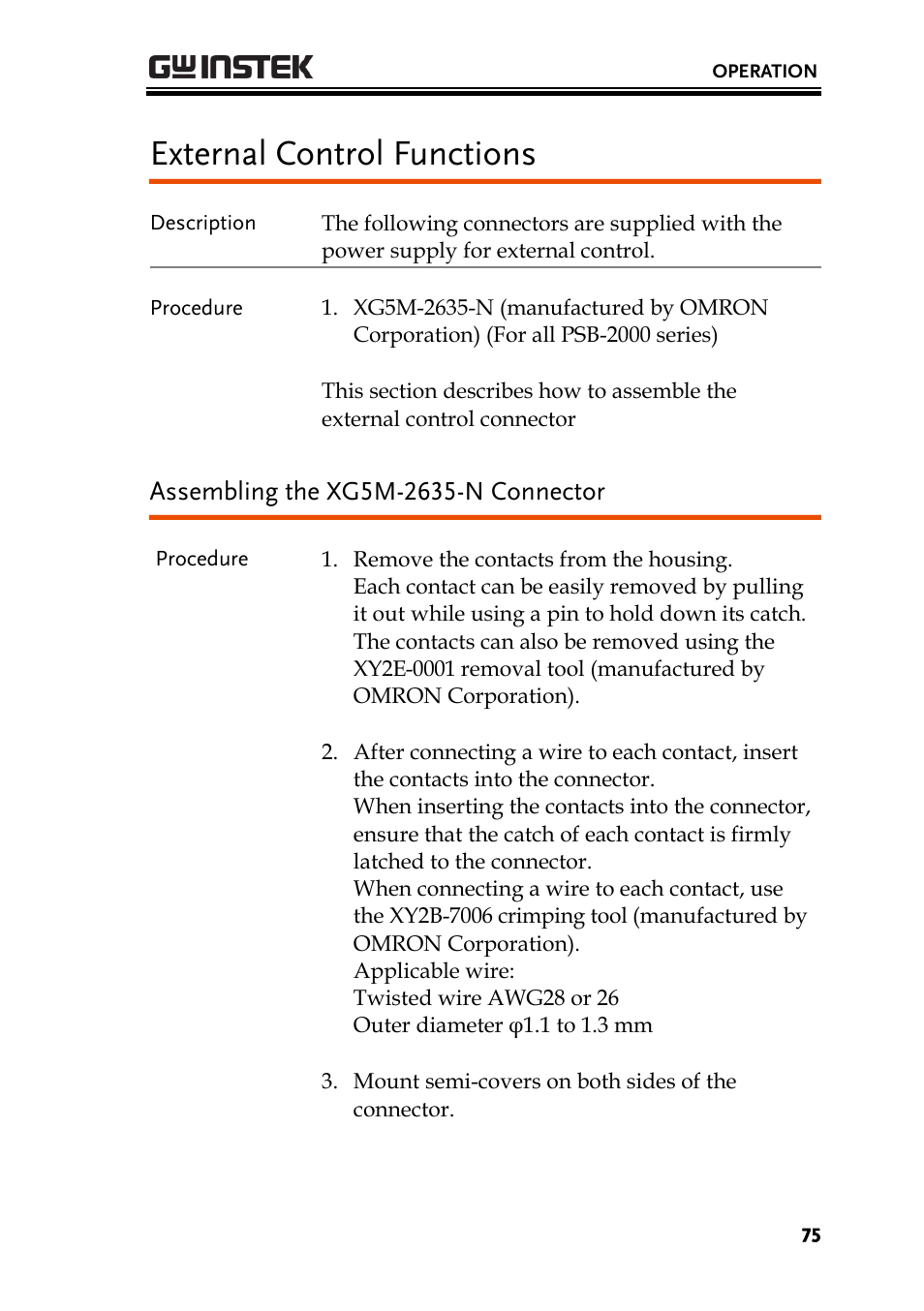 External control functions | GW Instek PSB-2000 Series User Manual User Manual | Page 75 / 160