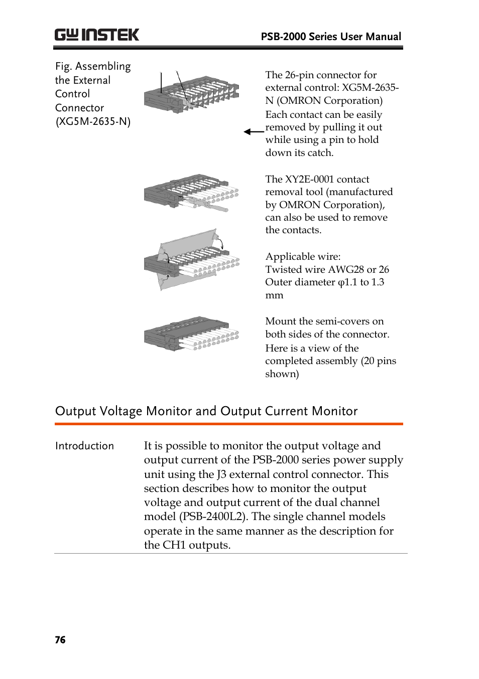 Output voltage monitor and output current monitor | GW Instek PSB-2000 Series User Manual User Manual | Page 76 / 160