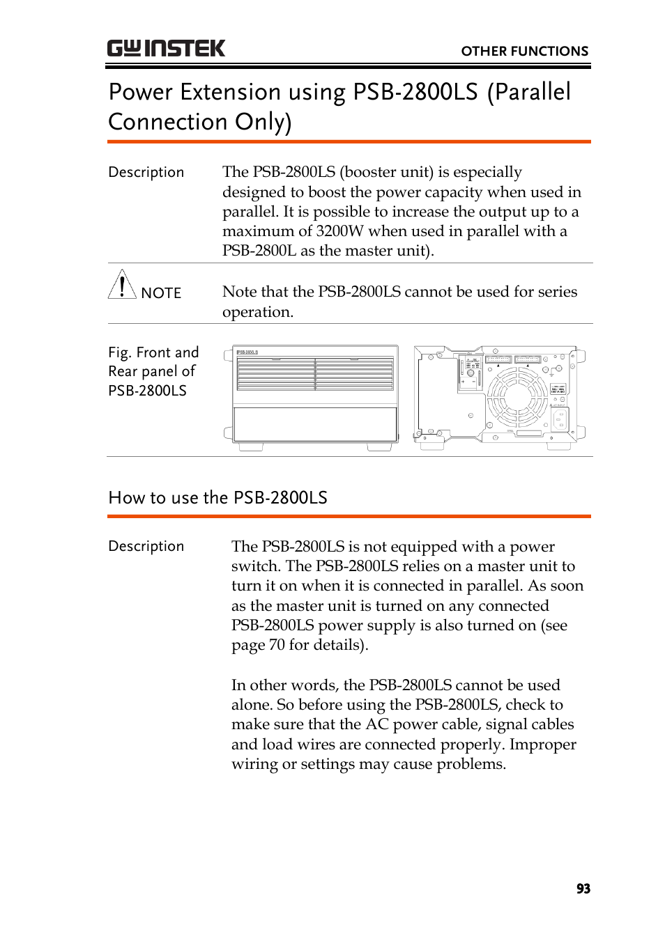 How to use the psb-2800ls | GW Instek PSB-2000 Series User Manual User Manual | Page 93 / 160