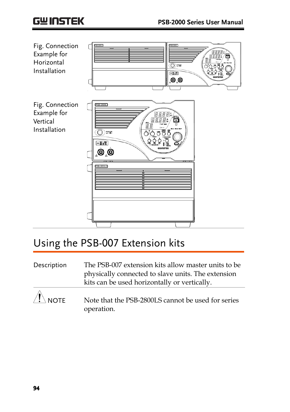 Using the psb-007 extension kits | GW Instek PSB-2000 Series User Manual User Manual | Page 94 / 160