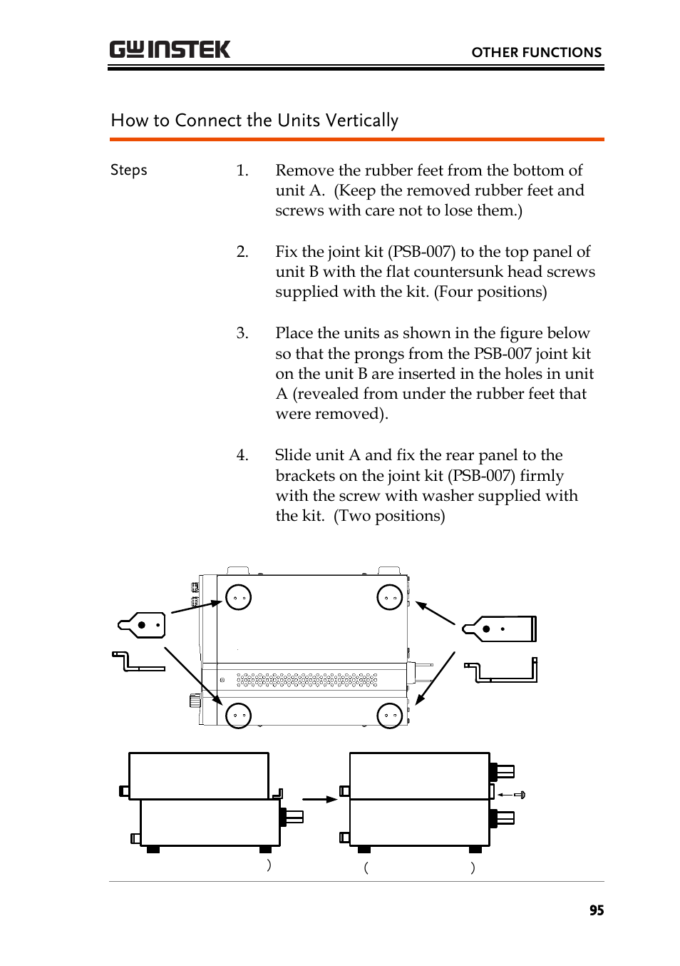 How to connect the units vertically | GW Instek PSB-2000 Series User Manual User Manual | Page 95 / 160