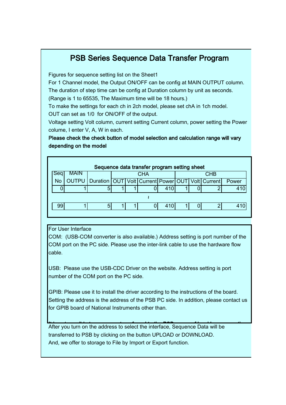 GW Instek PSB-2000 Series SEQUENCE OPERATION GUIDE (Front Panel) User Manual | 4 pages