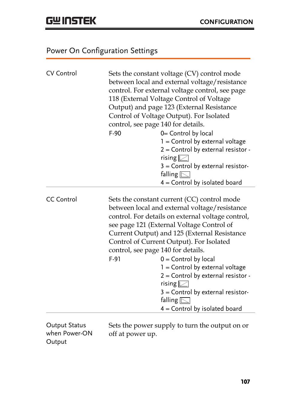 Power on configuration settings | GW Instek PSU-Series User Manual User Manual | Page 107 / 196