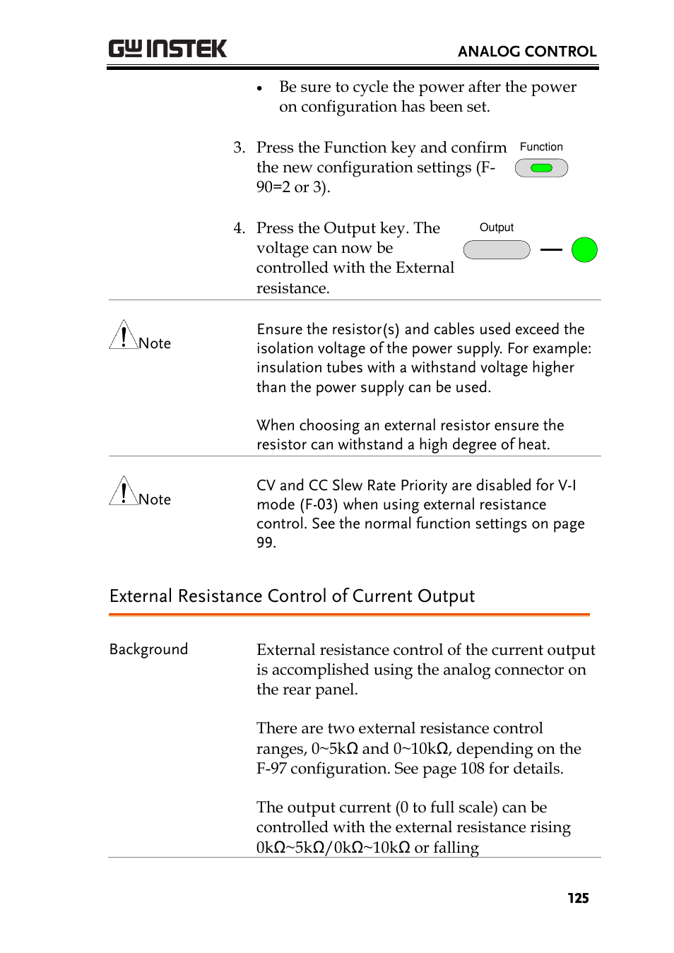 External resistance control of current output, E 125 | GW Instek PSU-Series User Manual User Manual | Page 125 / 196