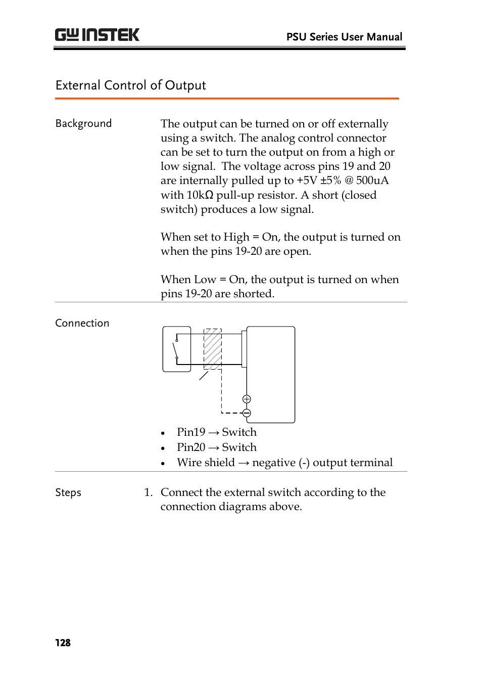 External control of output | GW Instek PSU-Series User Manual User Manual | Page 128 / 196