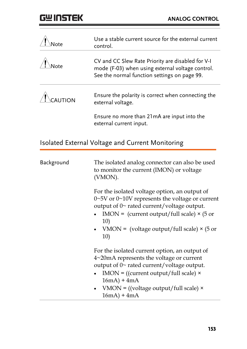 Isolated external voltage and current monitoring | GW Instek PSU-Series User Manual User Manual | Page 153 / 196