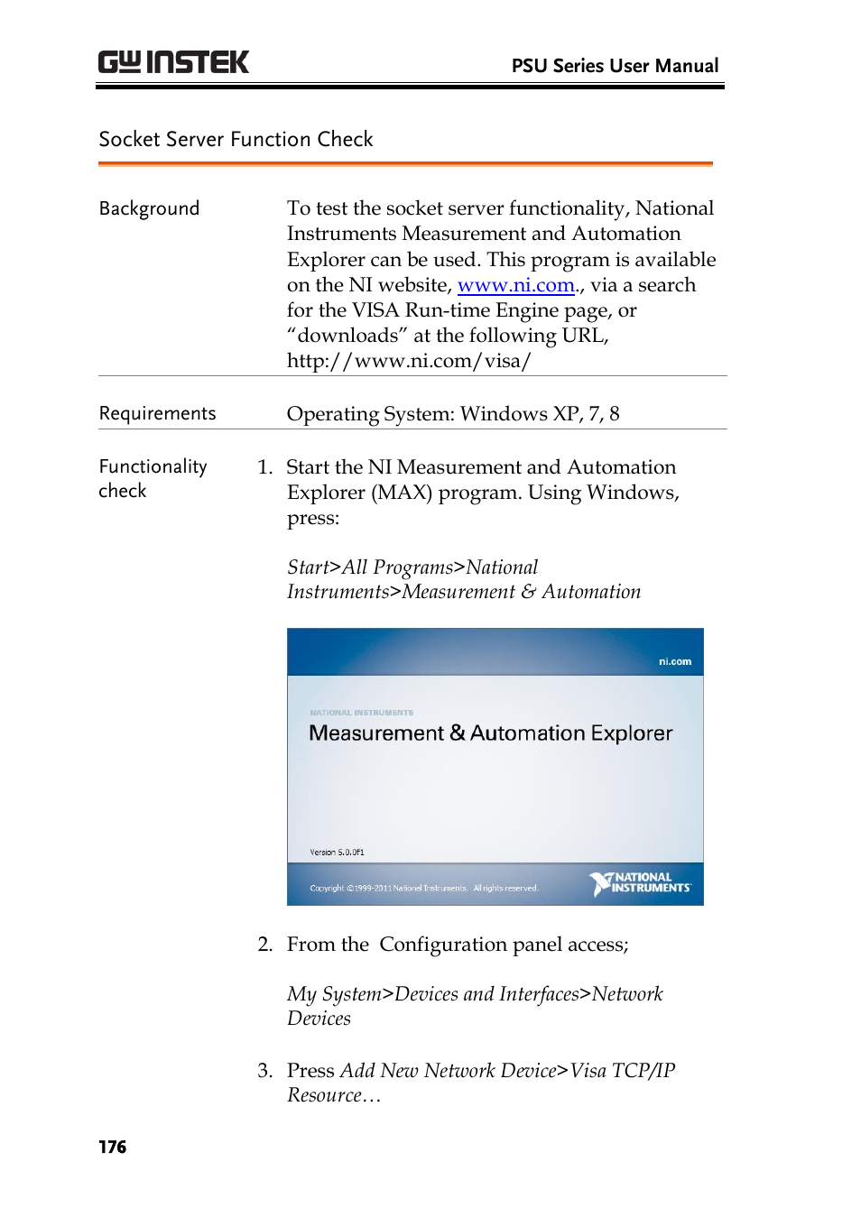 Socket server function check | GW Instek PSU-Series User Manual User Manual | Page 176 / 196