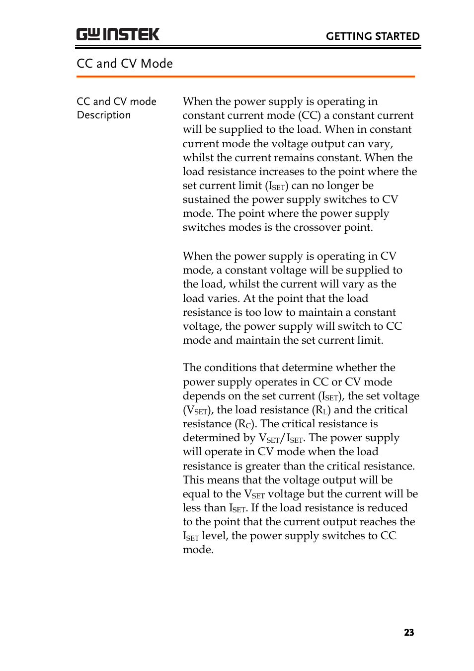 Cc and cv mode | GW Instek PSU-Series User Manual User Manual | Page 23 / 196