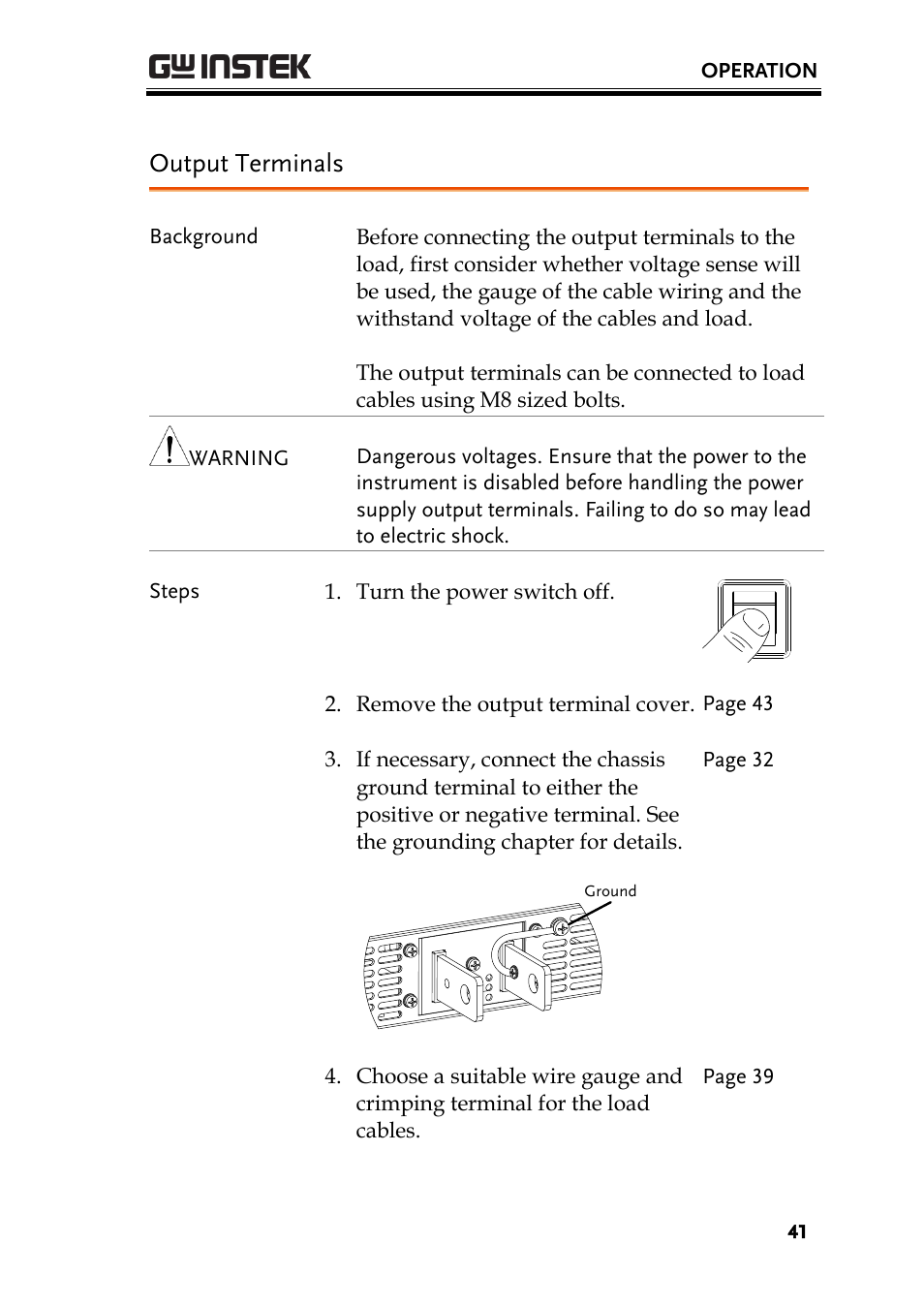 Output terminals | GW Instek PSU-Series User Manual User Manual | Page 41 / 196