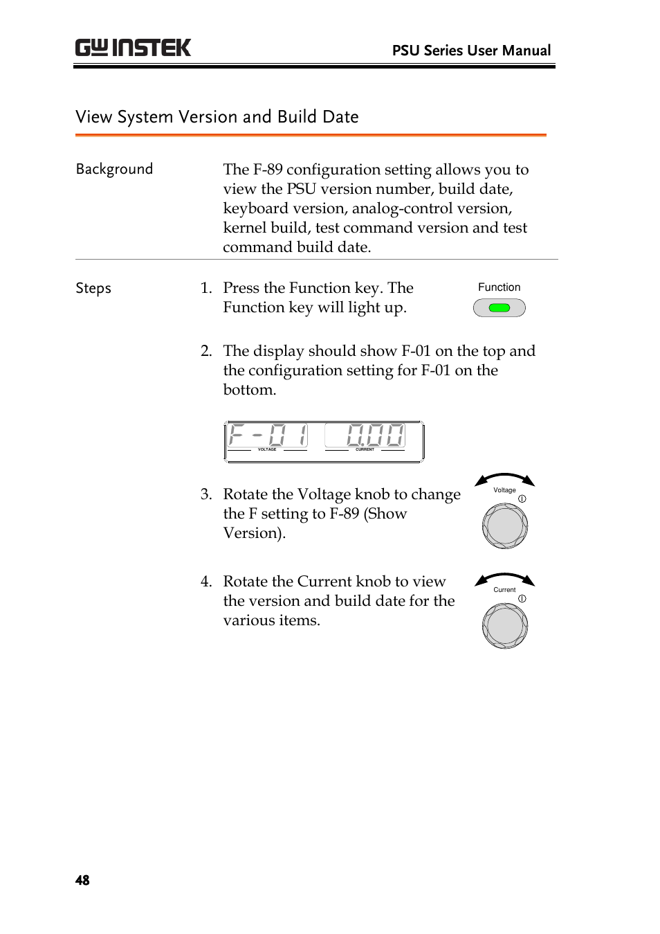 View system version and build date, Psu series user manual | GW Instek PSU-Series User Manual User Manual | Page 48 / 196