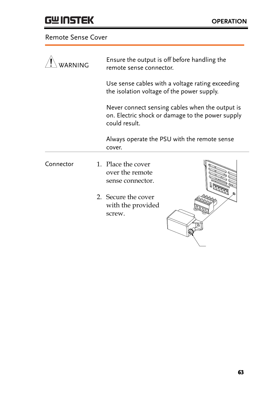 Remote sense cover | GW Instek PSU-Series User Manual User Manual | Page 63 / 196