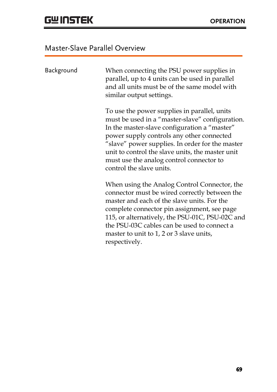 Master-slave parallel overview | GW Instek PSU-Series User Manual User Manual | Page 69 / 196