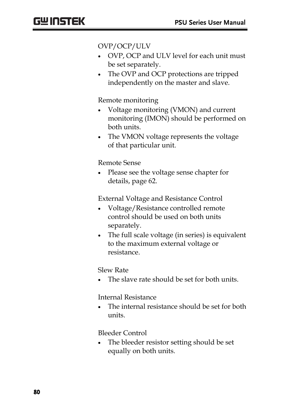 GW Instek PSU-Series User Manual User Manual | Page 80 / 196