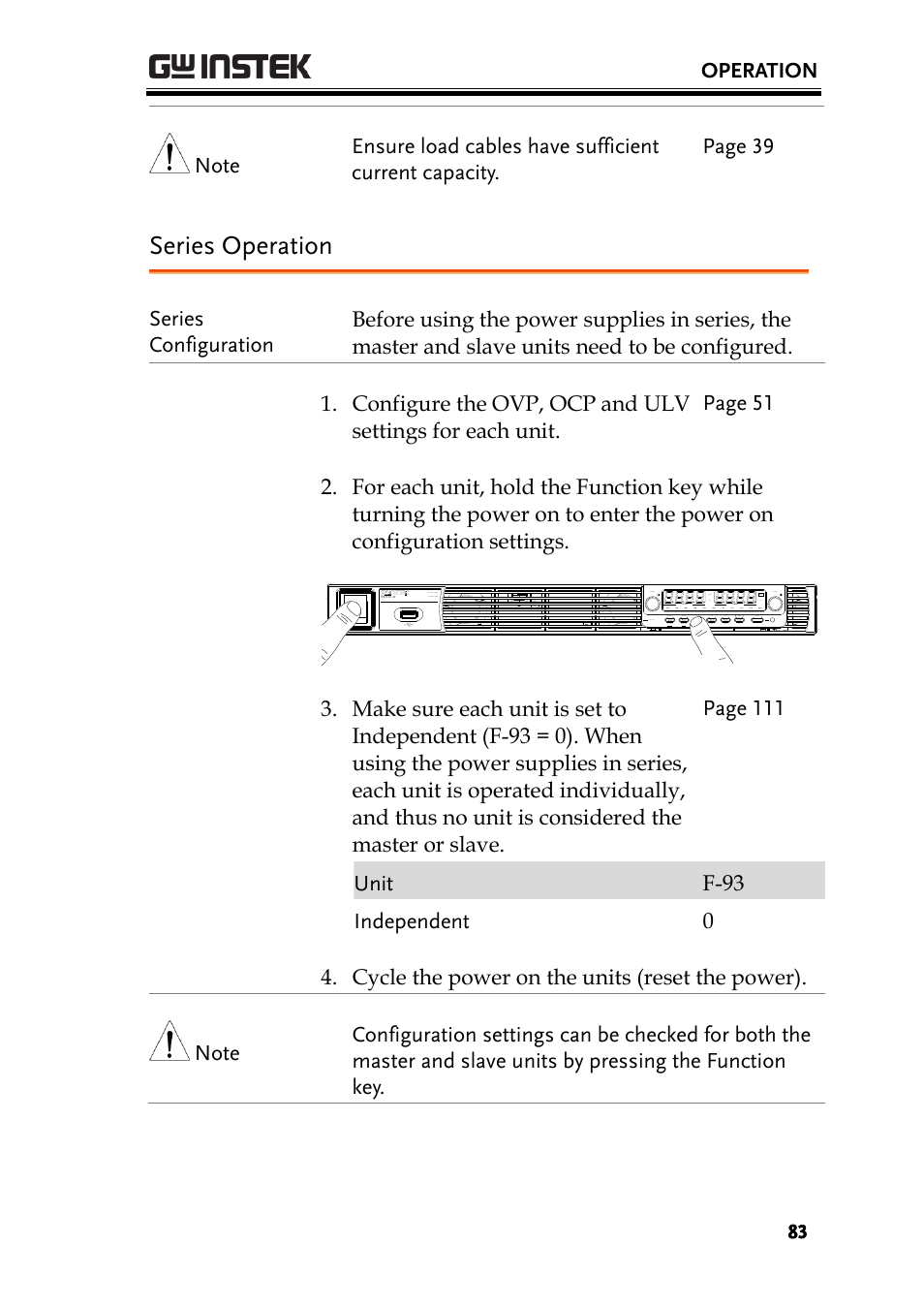 Series operation, Ge 83, Operation | GW Instek PSU-Series User Manual User Manual | Page 83 / 196