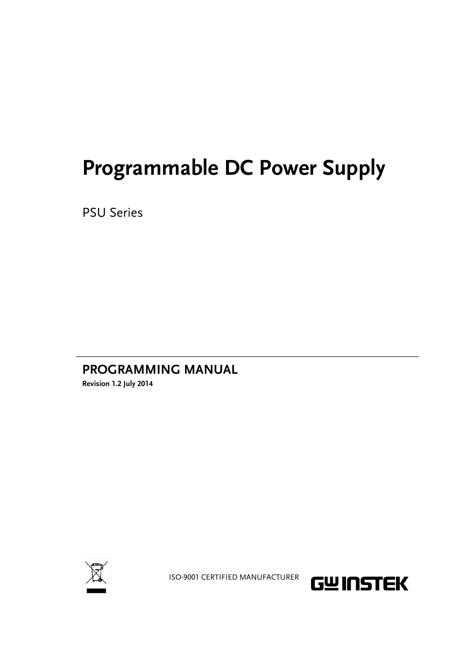 GW Instek PSU-Series Programming User Manual User Manual | 128 pages