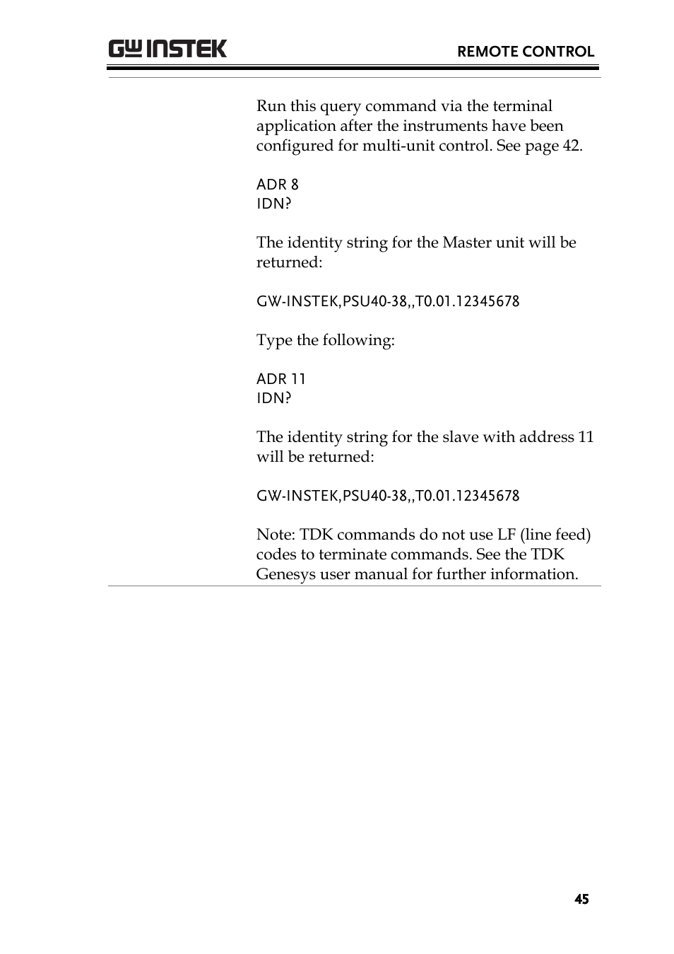 GW Instek PSU-Series Programming User Manual User Manual | Page 45 / 128