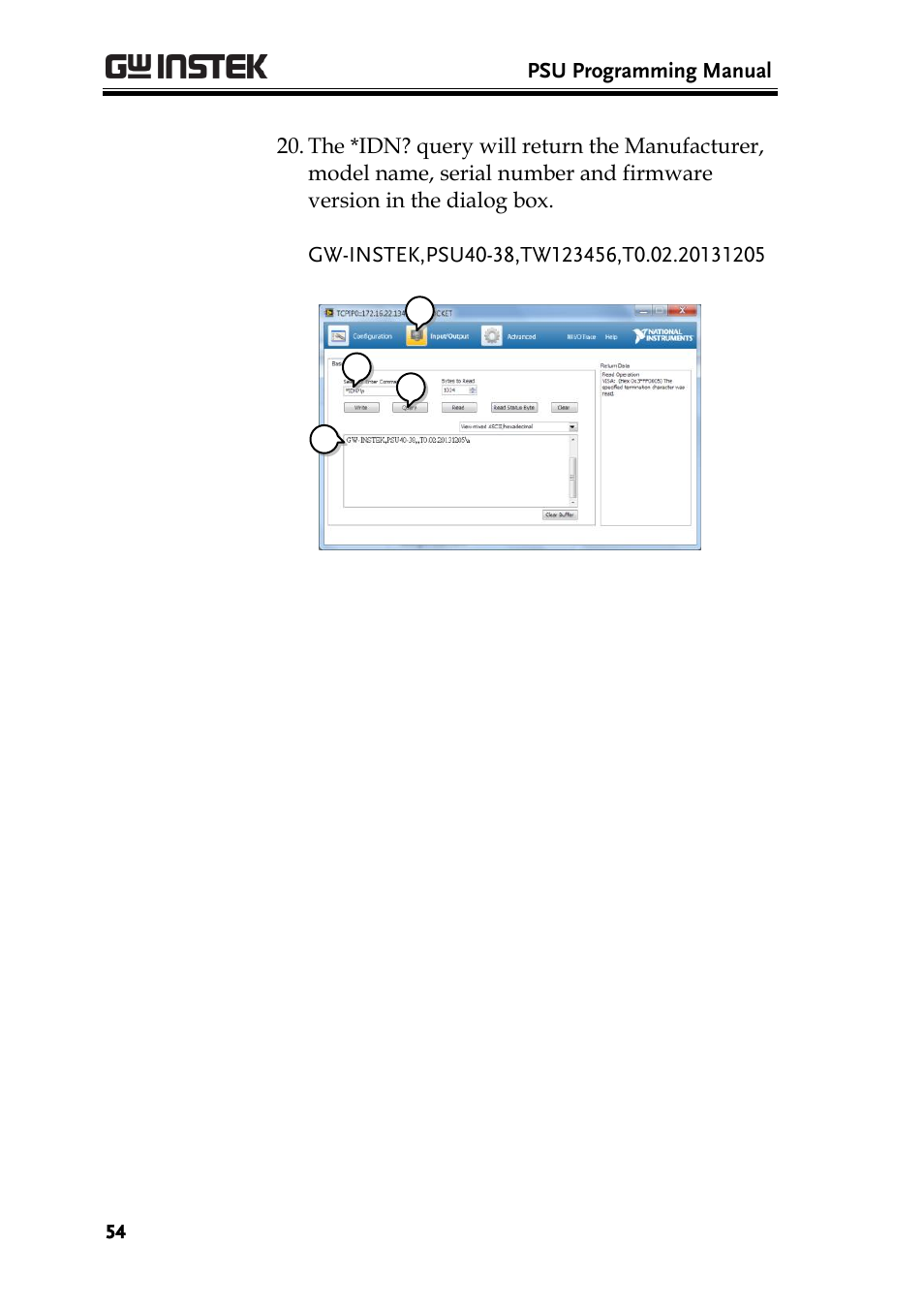 GW Instek PSU-Series Programming User Manual User Manual | Page 54 / 128