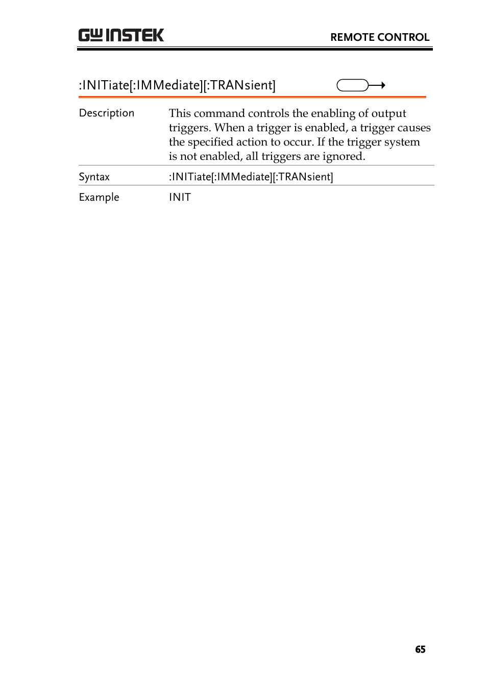 Initiate[:immediate][:transient | GW Instek PSU-Series Programming User Manual User Manual | Page 65 / 128