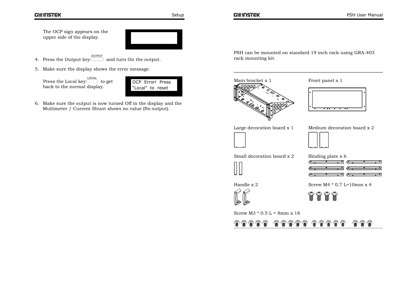 Rack mounting (optional) | GW Instek PSH-A Series 360W User Manual User Manual | Page 20 / 39