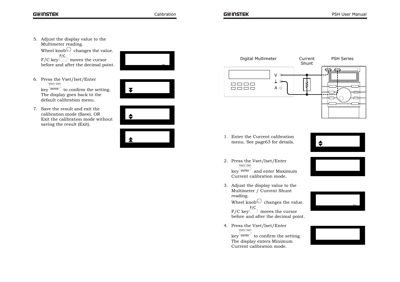 Output current calibration | GW Instek PSH-A Series 360W User Manual User Manual | Page 33 / 39
