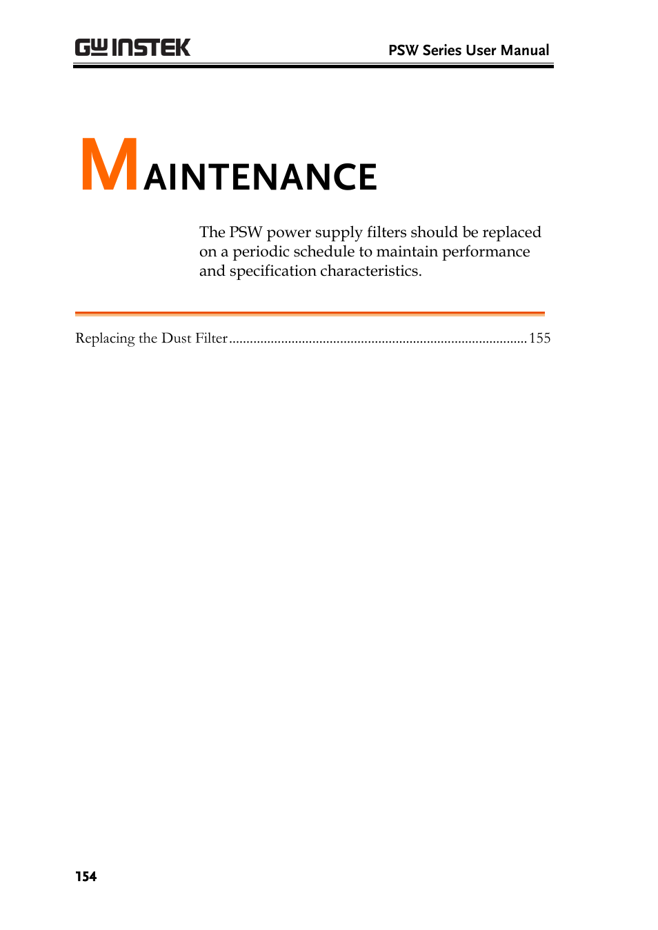 Maintenance, Aintenance | GW Instek PSW-Series User Manual User Manual | Page 154 / 184