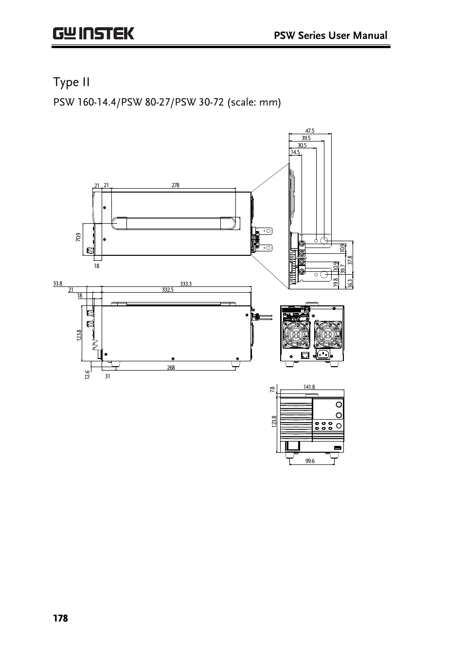 Type ii, Psw series user manual | GW Instek PSW-Series User Manual User Manual | Page 178 / 184