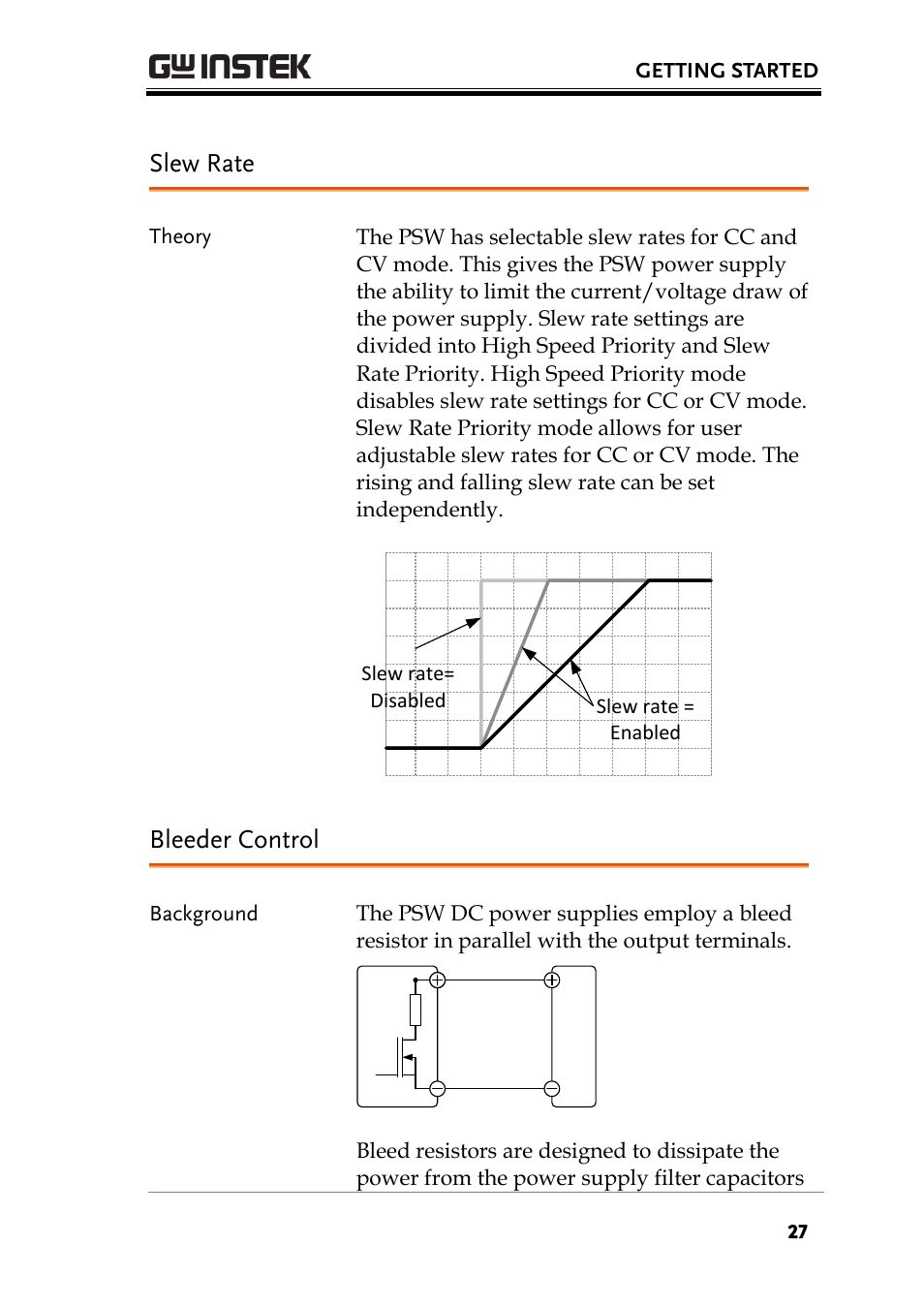 Slew rate, Bleeder control | GW Instek PSW-Series User Manual User Manual | Page 27 / 184