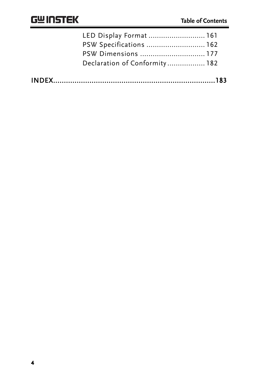 GW Instek PSW-Series User Manual User Manual | Page 4 / 184