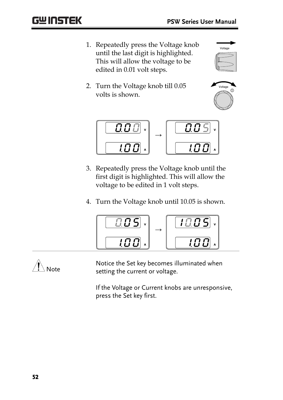 Psw series user manual | GW Instek PSW-Series User Manual User Manual | Page 52 / 184
