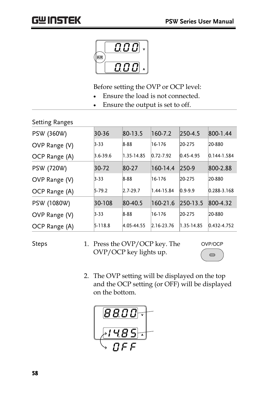 GW Instek PSW-Series User Manual User Manual | Page 58 / 184