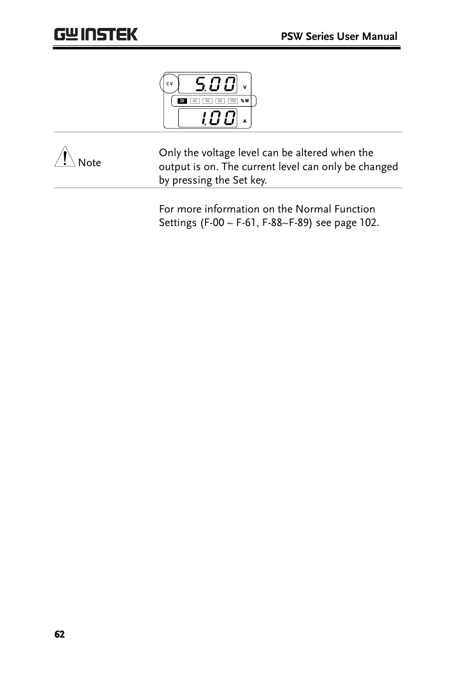 Psw series user manual | GW Instek PSW-Series User Manual User Manual | Page 62 / 184