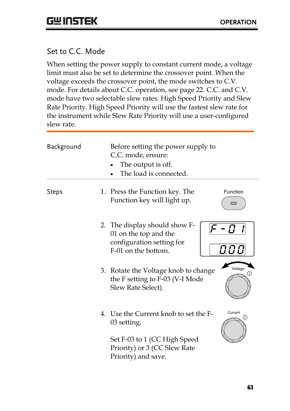 Set to c.c. mode | GW Instek PSW-Series User Manual User Manual | Page 63 / 184