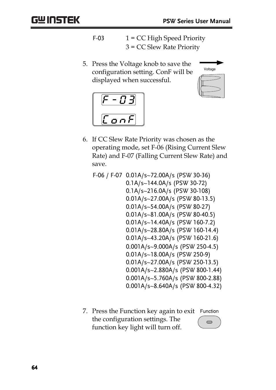 GW Instek PSW-Series User Manual User Manual | Page 64 / 184